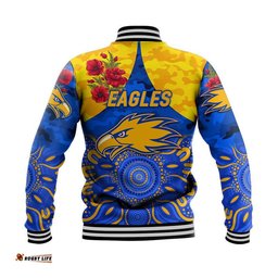 West Coast Eagles ANZAC Baseball Jacket Indigenous Vibes - Royal Blue