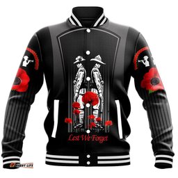 Vibe Hoodie Clothing - Custom Anzac Remembrance Day Lest We Forget Baseball Jacket
