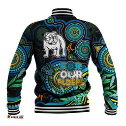 Bulldogs Rugby Aboriginal Art Baseball Jacket NAIDOC Indigenous Tribal