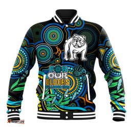 Bulldogs Rugby Aboriginal Art Baseball Jacket NAIDOC Indigenous Tribal