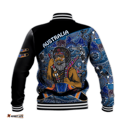 Australian Boomerang Baseball Jacket Indigenous Australia Blue Graceful