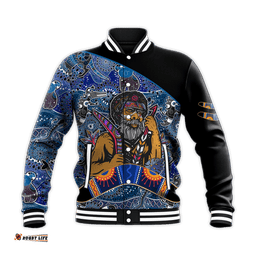 Australian Boomerang Baseball Jacket Indigenous Australia Blue Graceful
