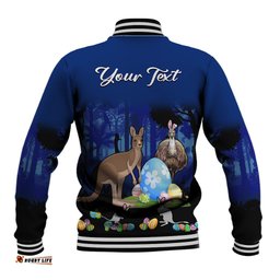 Custom Personalised Australia Kangaroo Emu And Bilby Happy Easter Day Baseball Jacket
