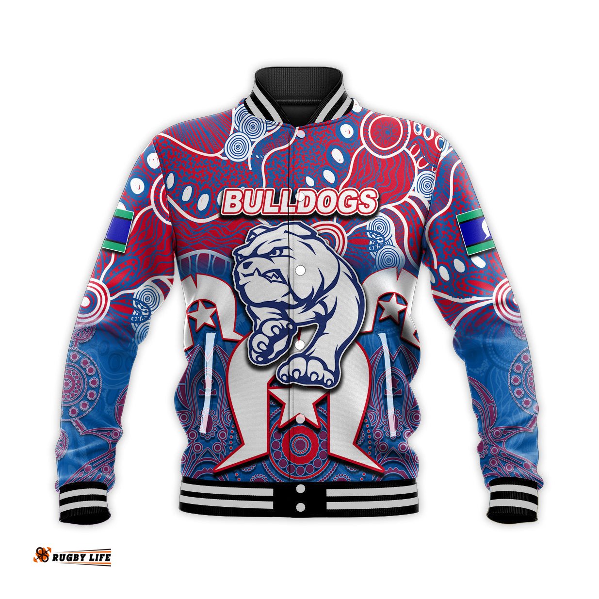 Custom Personalised Bulldogs Australian Football Torres Strait Islanders Mix Aboriginal Baseball Jacket