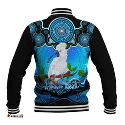 Personalised Australia Libra Cockatoo Zodiac Baseball Jacket Auz Astrology Aboriginal - Aqua