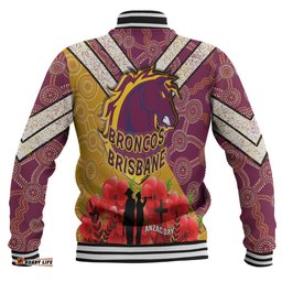 Broncos Rugby Baseball Jacket- Aboriginal And Anzac Day With Poppy Flower Patterns Baseball Jacket