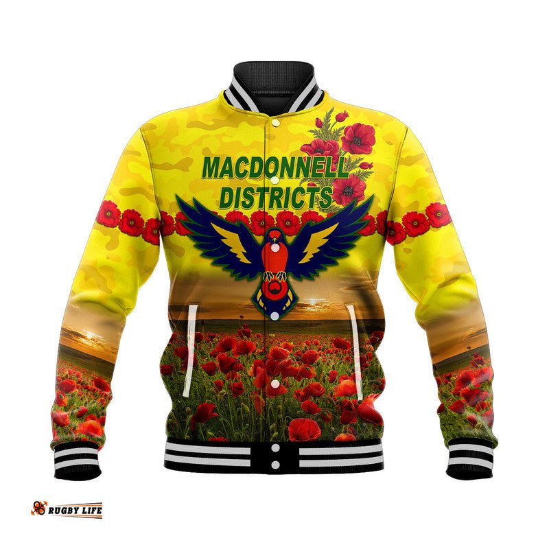 MacDonnell Districts ANZAC Baseball Jacket Poppy Vibes