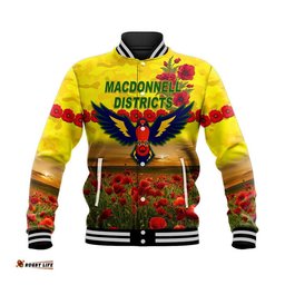 MacDonnell Districts ANZAC Baseball Jacket Poppy Vibes