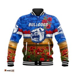 Custom Personalised Western Bulldogs ANZAC Baseball Jacket Poppy Vibes