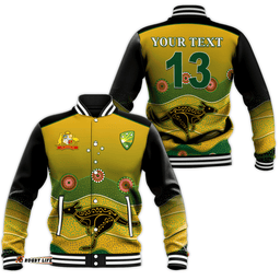 Custom Personalised Cricket Australia Baseball Jacket Indigenous Kangaroo - Custom Text and Number