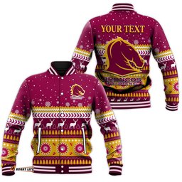 Custom Personalised Broncos Aboriginal Baseball Jacket Christmas Brisbane