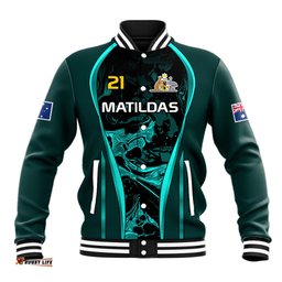 Custom Matildas Australia Soccer Baseball Jacket Liquid Marble Texture Vibe