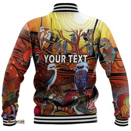 Custom Personalised Australia Kookaburra Dreaming Aboriginal Arty Style Baseball Jacket