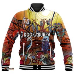 Custom Personalised Australia Kookaburra Dreaming Aboriginal Arty Style Baseball Jacket