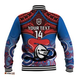 Personalised Knights Rugby Baseball Jacket Aboriginal Mix Polynesian Pattern