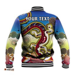 Custom Personalised Australia Baseball Jacket Indigenous Red Lizard Love Aussie Artsy