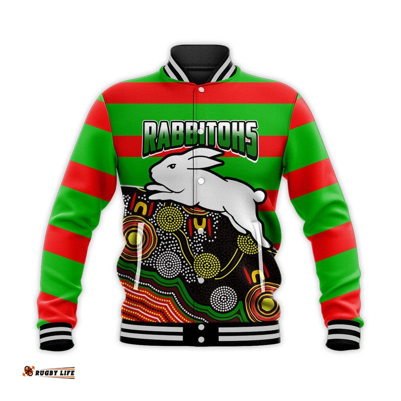 Custom Personalised Rabbitohs Rugby Baseball Jacket Aboriginal Basic Style