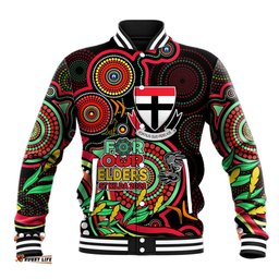 St Kilda Football Aboriginal Art Baseball Jacket NAIDOC Indigenous Tribal