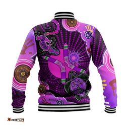 Aboriginal Purple Turtle Lizard Sun Baseball Jacket