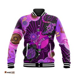 Aboriginal Purple Turtle Lizard Sun Baseball Jacket