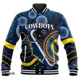Cowboys Rugby Baseball Jacket Aboriginal Dots Version
