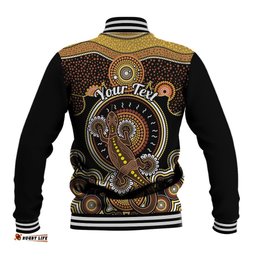 Personalised Australian Astrology Baseball Jacket Aboriginal Goanna Zodiac Sign