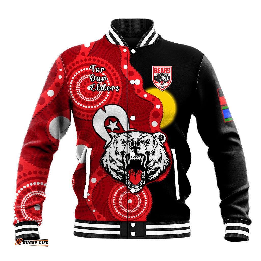 Custom Text And Number North Sydney Rugby NAIDOC Baseball Jacket Bears Indigenous For Our Elders