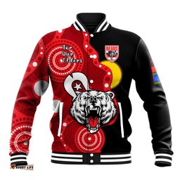 Custom Text And Number North Sydney Rugby NAIDOC Baseball Jacket Bears Indigenous For Our Elders
