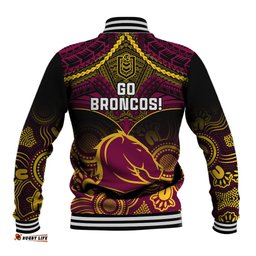 Broncos Rugby Baseball Jacket Brisbane 1987 Aboriginal Mix Polynesian Pattern