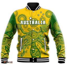 Custom Text And Number Australia Baseball Jacket National Colours Proud Aussie Special Indigenous
