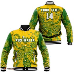 Custom Text And Number Australia Baseball Jacket National Colours Proud Aussie Special Indigenous