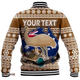 Custom Personalised Australian Emu Christmas Vibe With Aboriginal Dot Painting Style Baseball Jacket