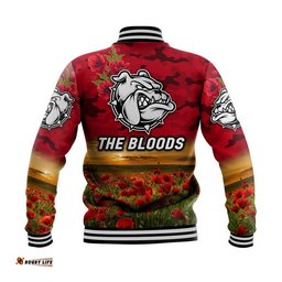 West Football Club Alice Springs ANZAC Baseball Jacket The Bloods Poppy Vibes - Red