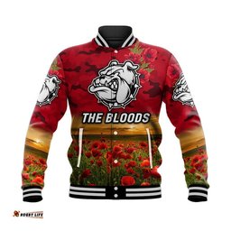 West Football Club Alice Springs ANZAC Baseball Jacket The Bloods Poppy Vibes - Red