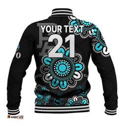 Custom Personalised AFL Port Adelaide Power 1870 Aboriginal Baseball Jacket