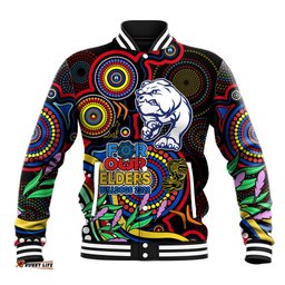 Bulldogs Football Aboriginal Art Baseball Jacket NAIDOC Indigenous Tribal