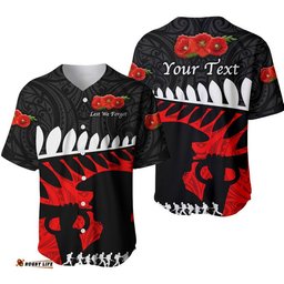Custom Personalised New Zealand Maori ANZAC Baseball Jacket Remembrance Soldier - Black