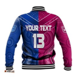 Custom Text and Number Blues and Maroons Rugby Baseball Jacket Origin NSW Combine Queensland Aboriginal Australian