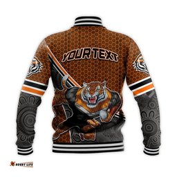 Custom Personalised Tigers Rugby Baseball Jacket Mix Aboriginal Simple