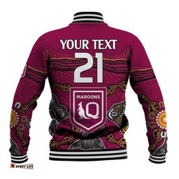 Custom Text And Number QLD Maroons Rugby Baseball Jacket Queensland Aboriginal Origin