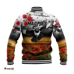 Collingwood Magpies ANZAC Baseball Jacket Poppy Vibes