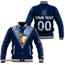 Custom Personalised Cricket Victoria Baseball Jacket - Indigenous Dot Painting Art