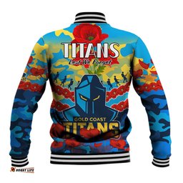 Titans Rugby ANZAC Baseball Jacket Lest We Forget