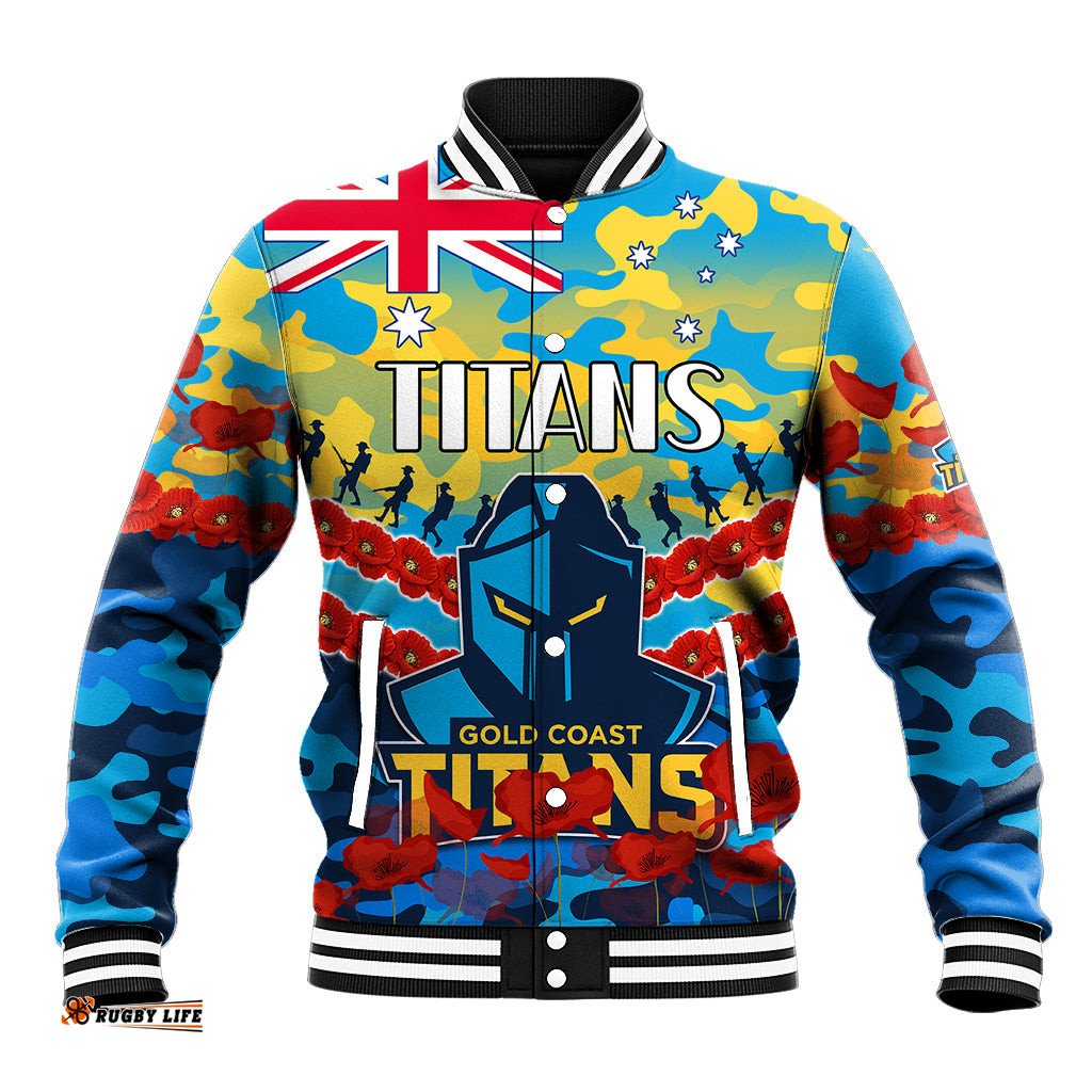 Titans Rugby ANZAC Baseball Jacket Lest We Forget