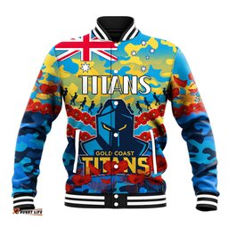 Titans Rugby ANZAC Baseball Jacket Lest We Forget