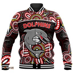 Dolphins Rugby Baseball Jacket Aboriginal Dot Painting