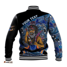 Custom Personalised Australian Boomerang Baseball Jacket Indigenous Australia Blue Graceful