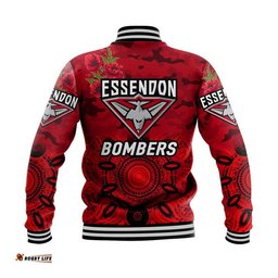Essendon Bombers ANZAC Baseball Jacket Indigenous Vibes - Red