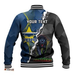 Personalised Panthers And Cowboys Rugby Baseball Jacket Sporty Version