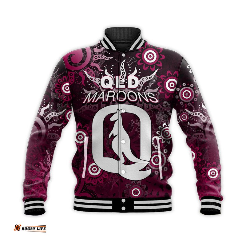 Custom Personalised QLD Maroons Baseball Jacket Aboriginal